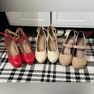 Elegant Women's Heels in Red, Cream, and Tan